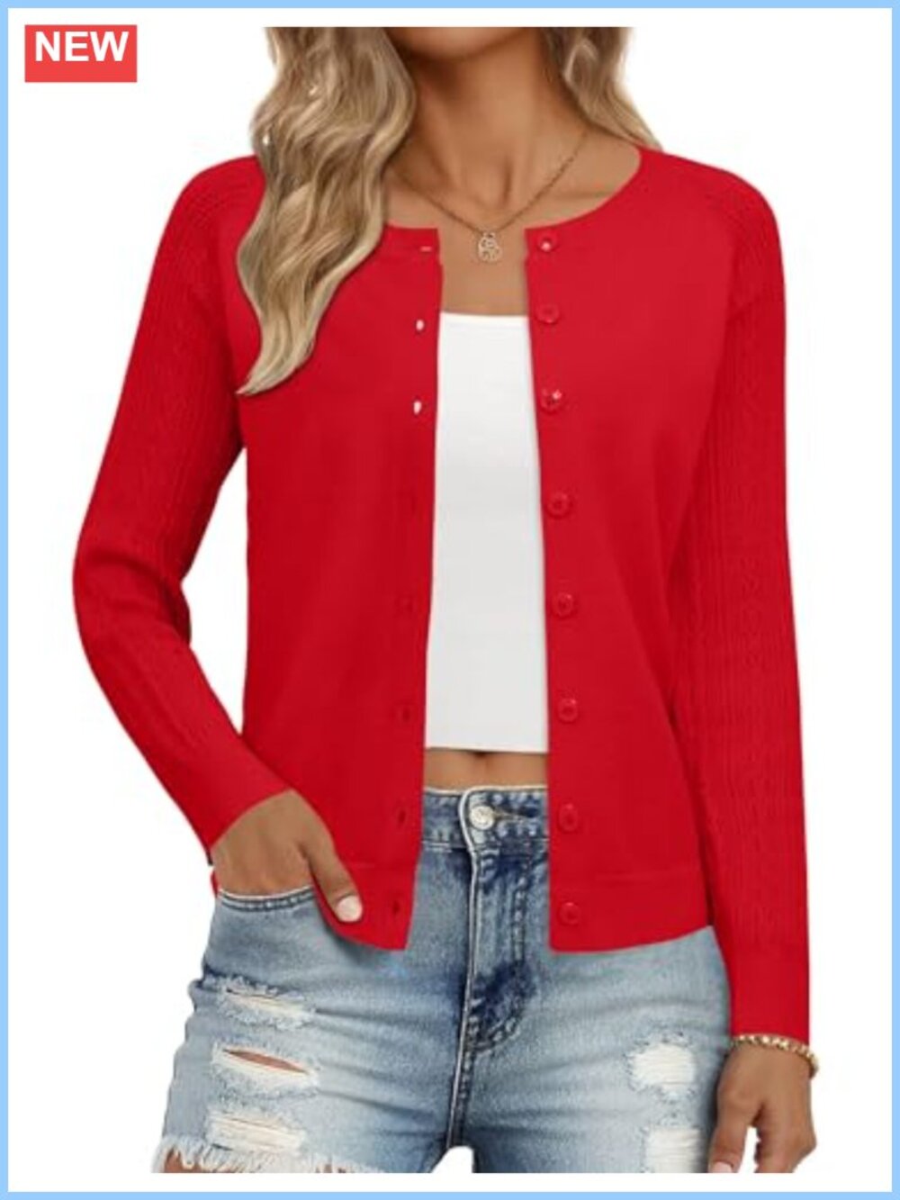 Textured Button Up Cardigan Sweater with Long Sleeves for Women